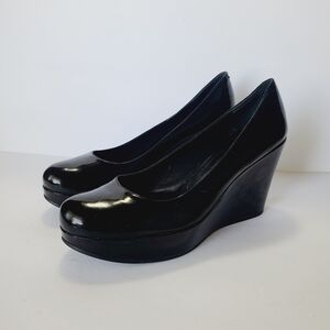 Marc By Marc Jacobs Black Patent Leather Wedge Shoes Size 7.5